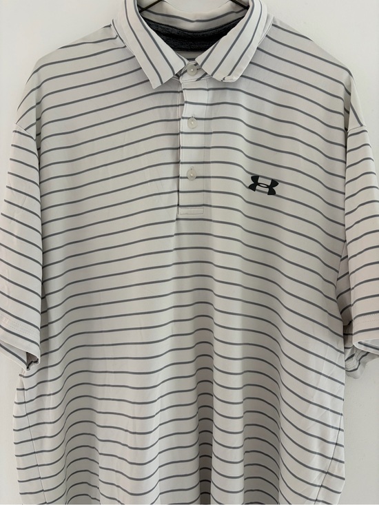 Under Armour Other - Under Armour White Polo with Thin Gray Stripes